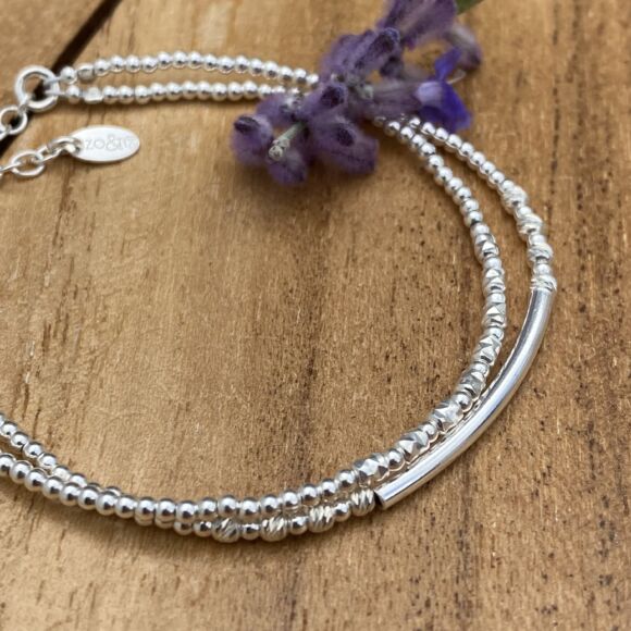 Bracelet double en perles et tube lisse - Romane – Image 3
