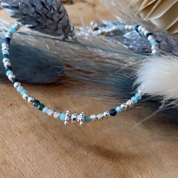 Bracelet en Argent, tourmaline et Amazonite Pietra – Image 2