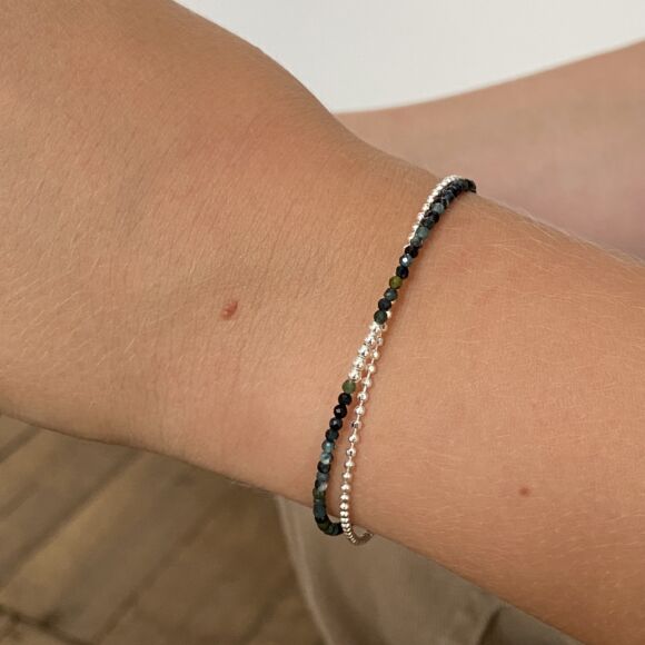 Bracelet perles argent et Tourmaline bleu - Cobalt – Image 4