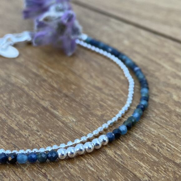 Bracelet perles argent et Tourmaline bleu - Cobalt – Image 5