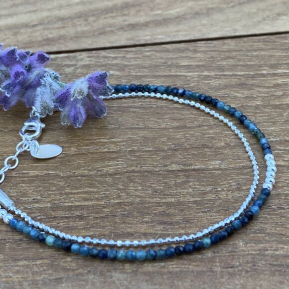 Bracelet perles argent et Tourmaline bleu - Cobalt – Image 3