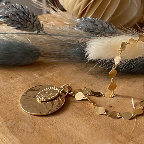 Collier double médailles en Argent doré - TIKA