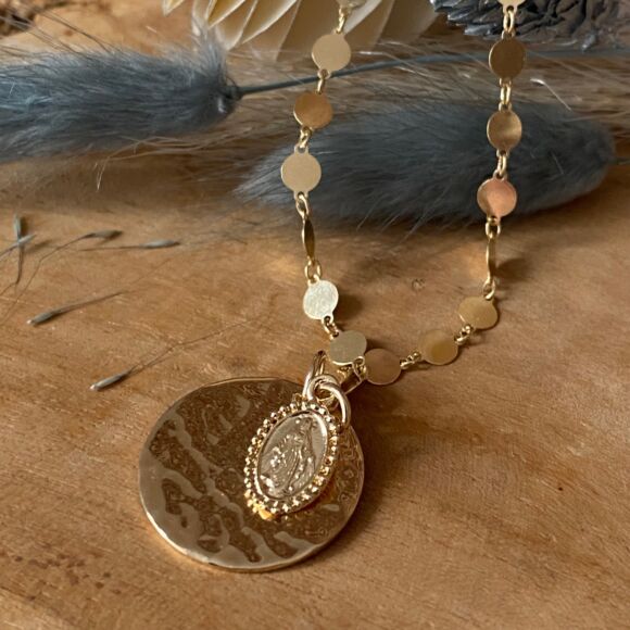 Collier double médailles en Argent doré - TIKA – Image 2