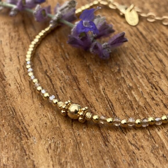 Bracelet en Argent doré, cristaux et perles - Justine – Image 3