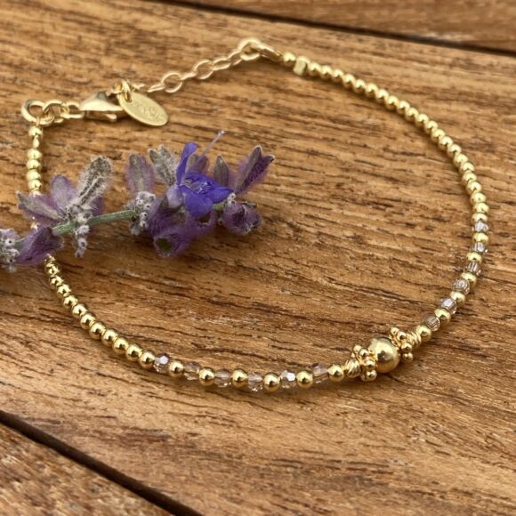 Bracelet en Argent doré, cristaux et perles - Justine – Image 2