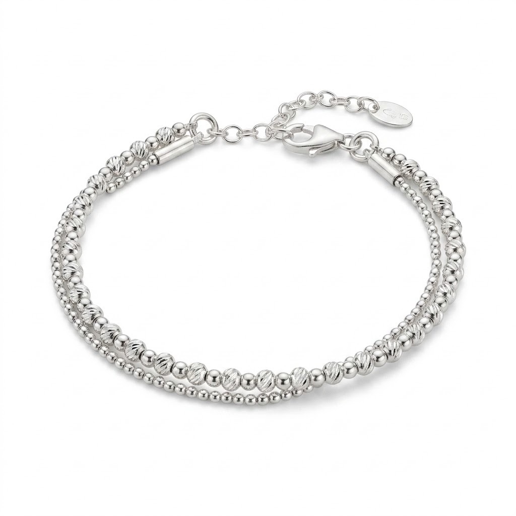 Bracelet double perles en Argent - Lisa – Image 3