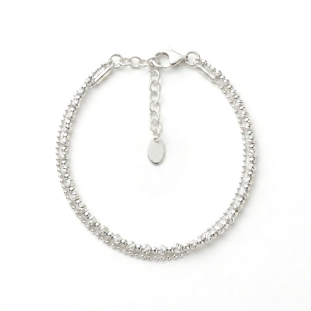 Bracelet double perles en Argent - Lisa