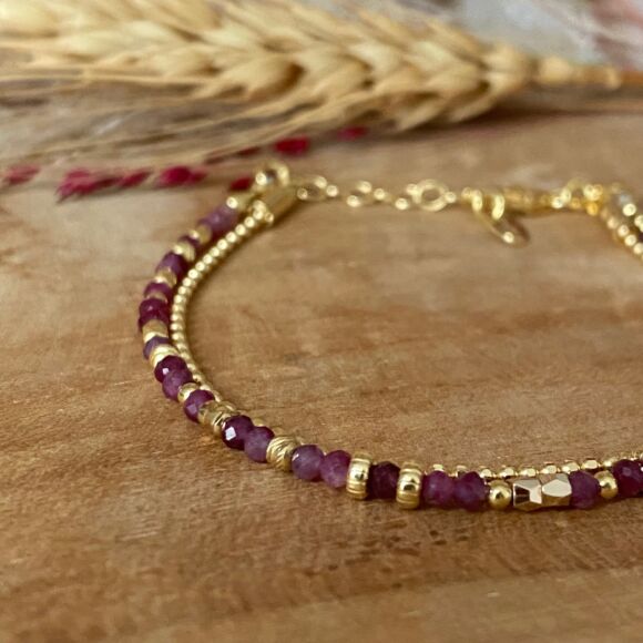 Bracelet en pierres naturelles et Argent doré-Sophie – Image 4