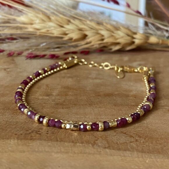 Bracelet en pierres naturelles et Argent doré-Sophie – Image 3