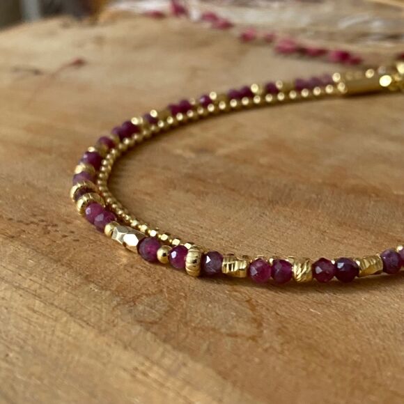 Bracelet en pierres naturelles et Argent doré-Sophie – Image 2