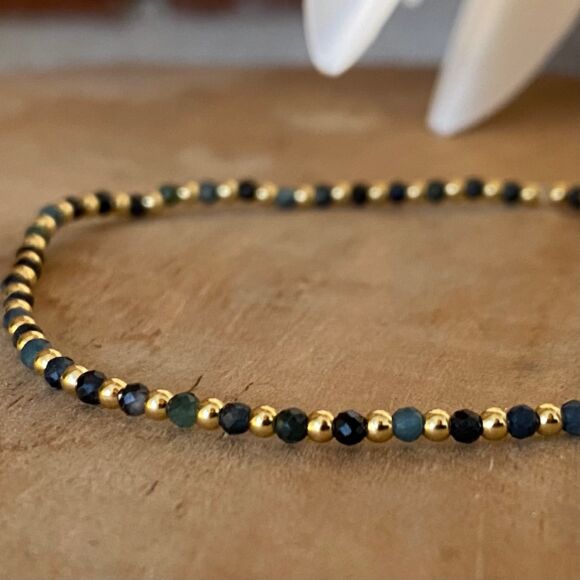 Bracelet élastique perle en Argent et pierre Tourmaline - Ela – Image 3
