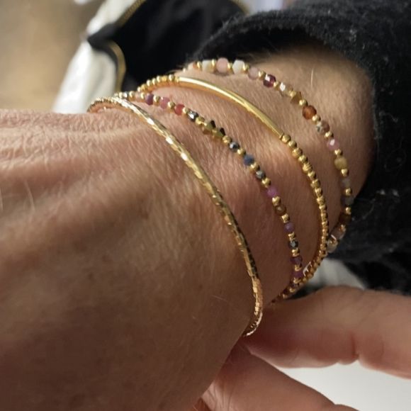 Bracelet en rubis et saphir rouges et Argent doré-Sarah – Image 4