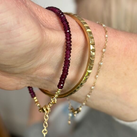 Bracelet en grenat véritable et Argent doré-Sophie
