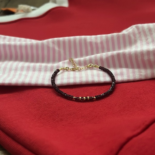 Bracelet en grenat véritable et Argent doré-Sophie – Image 6