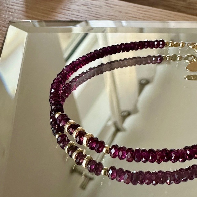 Bracelet en grenat véritable et Argent doré-Sophie – Image 5
