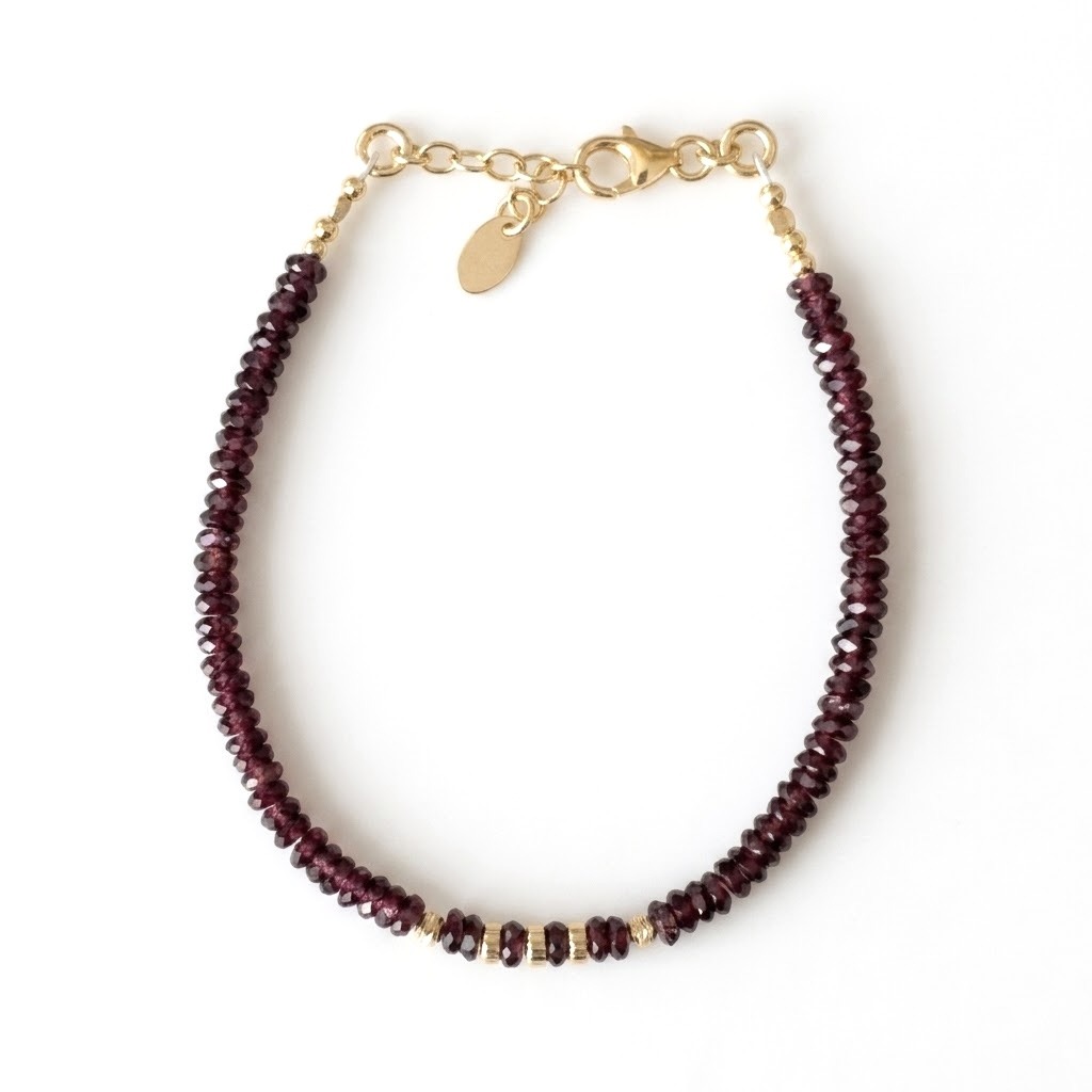 Bracelet en grenat véritable et Argent doré-Sophie – Image 3