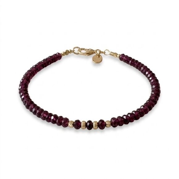 Bracelet en grenat véritable et Argent doré-Sophie