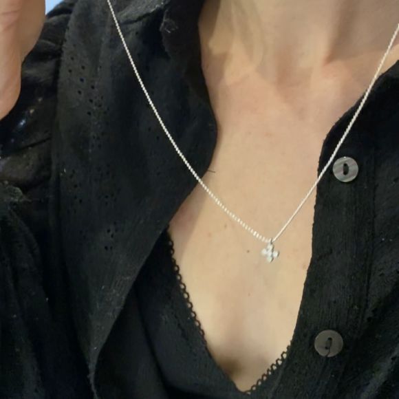 Collier ras du cou en Argent 925 avec croix pavée zircon-Ava – Image 5