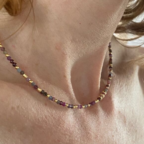 Collier en pierres semi-précieuses et Argent doré-Sarah – Image 4