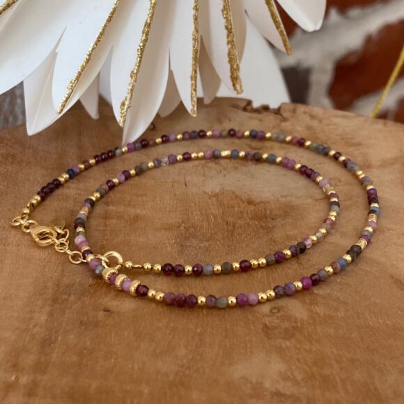 Collier en pierres semi-précieuses et Argent doré-Sarah – Image 6