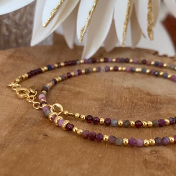 Collier en pierres semi-précieuses et Argent doré-Sarah – Image 5