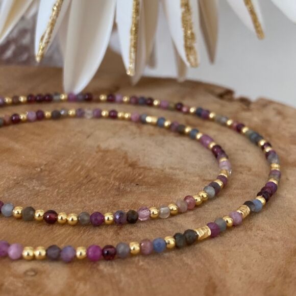 Collier en pierres semi-précieuses et Argent doré-Sarah – Image 3
