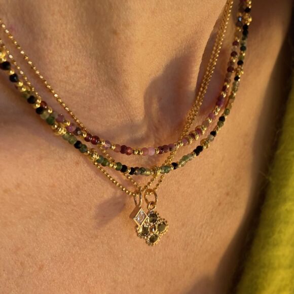 Collier en pierres semi-précieuses et Argent doré-Sarah – Image 2