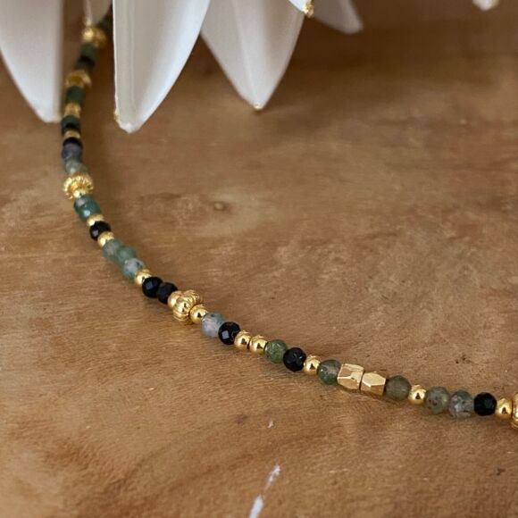 Collier en pierres semi-précieuses et Argent doré-Sarah – Image 9