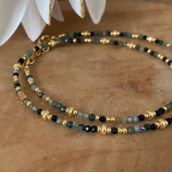 Collier en pierres semi-précieuses et Argent doré-Sarah – Image 8