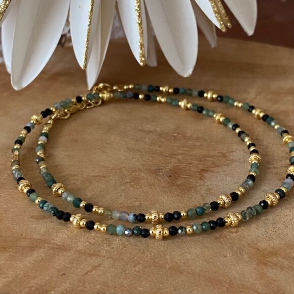Collier en pierres semi-précieuses et Argent doré-Sarah – Image 7