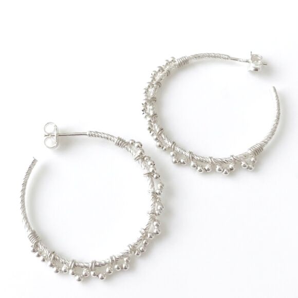 Créoles en Argent 925 tissées de perles-GABY