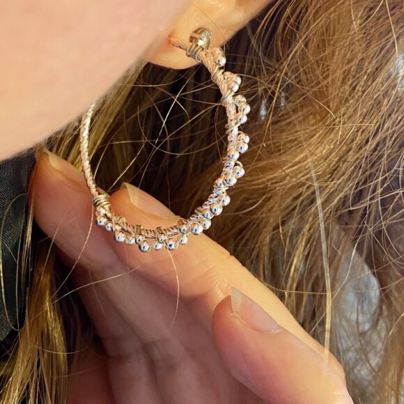 Créoles en Argent 925 tissées de perles-GABY – Image 3