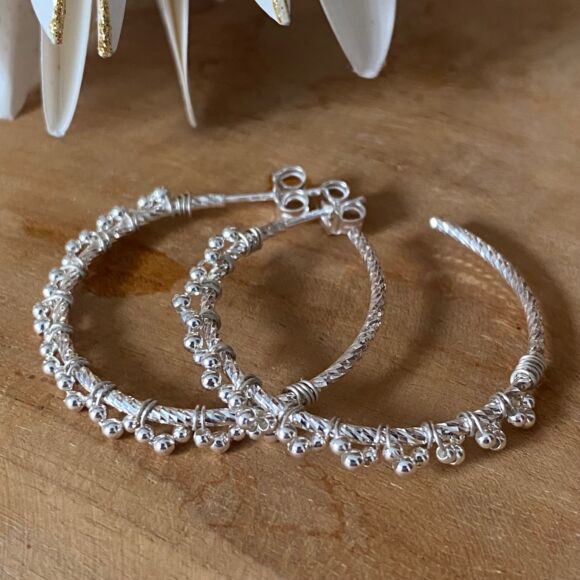 Créoles en Argent 925 tissées de perles-GABY – Image 5