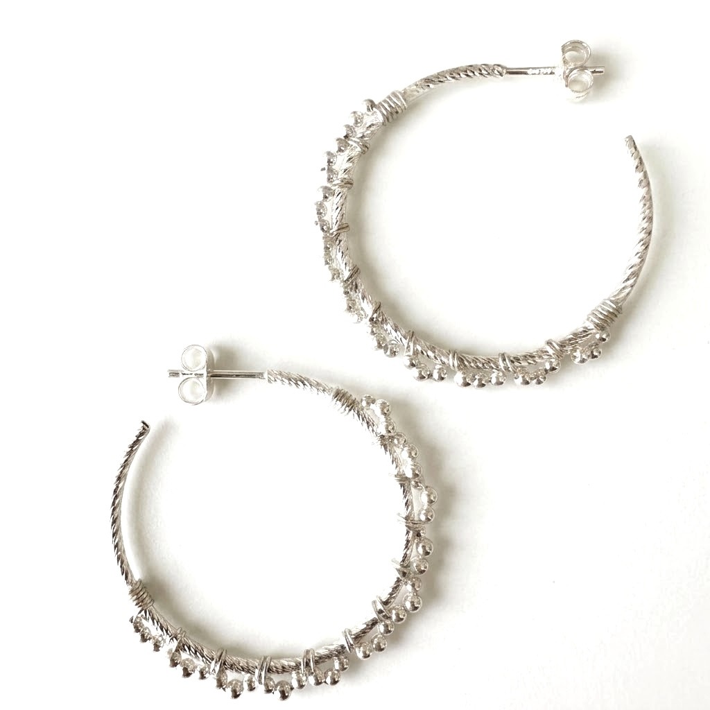 Créoles en Argent 925 tissées de perles-GABY – Image 4