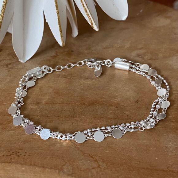 Bracelet multi chaines en Argent et Argent doré- Axelle - Argent 925