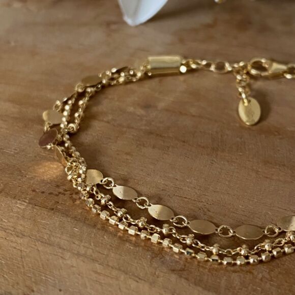 Bracelet multi chaines en Argent et Argent doré- Axelle – Image 2