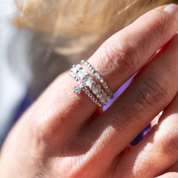 Bague deux anneaux tissée-Flora
