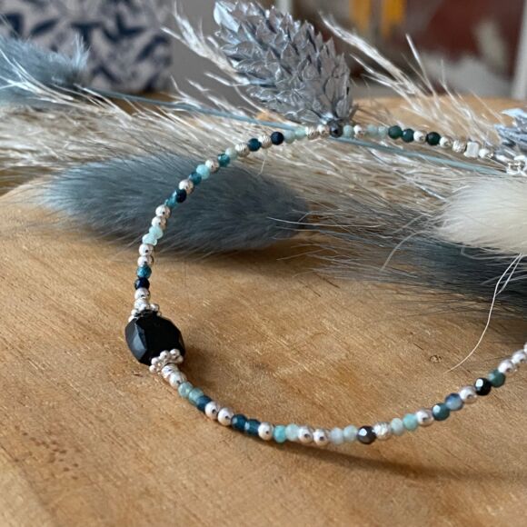 Bracelet onyx et Amazonite - Flora