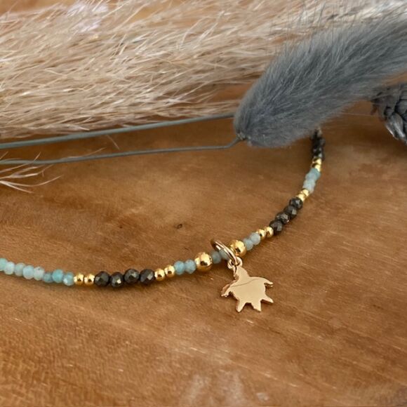 Bracelet de cheville en Amazonite et pyrite- Toya – Image 4