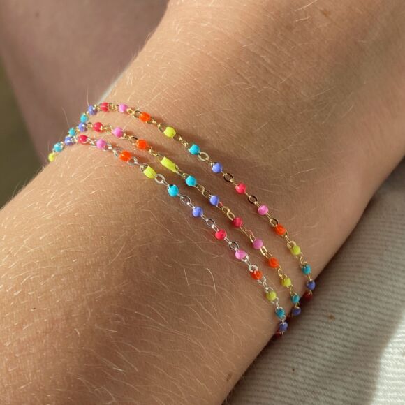 Bracelet en émail et Argent ou Argent doré- FLUO