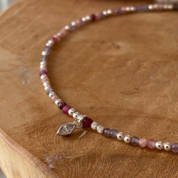 Bracelet de cheville en Argent et pierres naturelles-Gaelle – Image 2