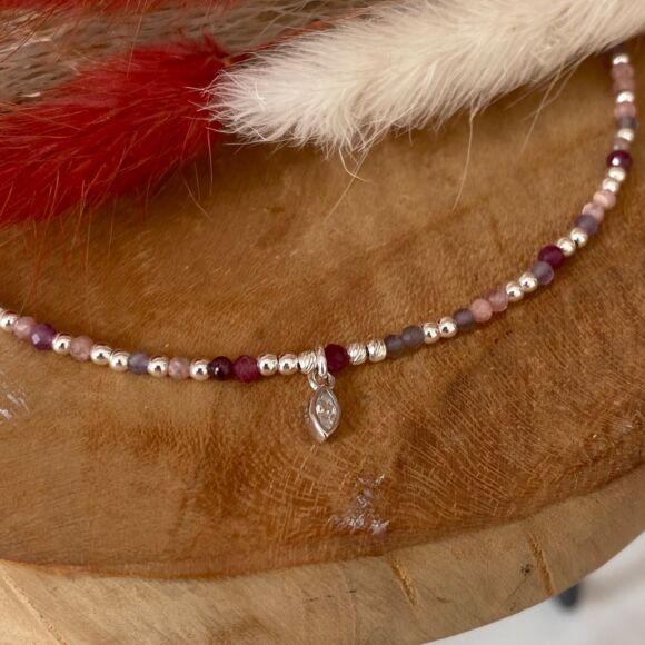 Bracelet de cheville en Argent et pierres naturelles-Gaelle – Image 3