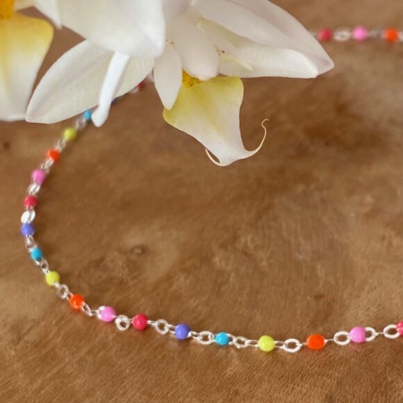 Bracelet de cheville en Argent 925 et émail-Fluo – Image 2