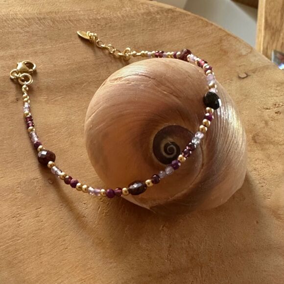 Bracelet en pierres fines et Argent doré- Fauve
