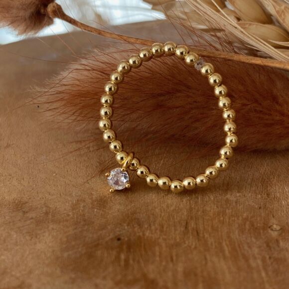 Bague élastique en Argent doré et zircon-Margaux – Image 3