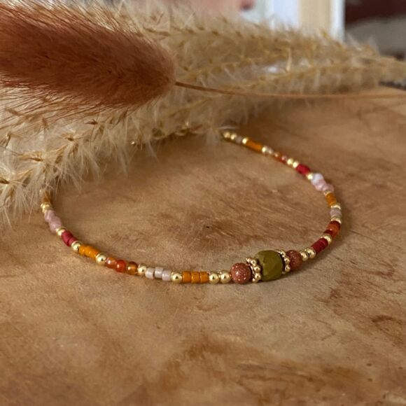 Bracelet en pierres fines et Argent doré- Fauve – Image 9