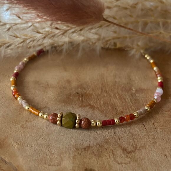 Bracelet en pierres fines et Argent doré- Fauve – Image 4