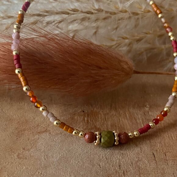 Bracelet en pierres fines et Argent doré- Fauve – Image 8