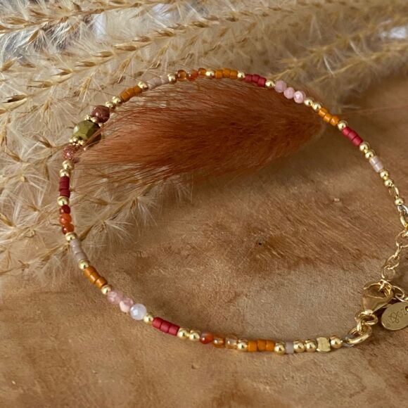 Bracelet en pierres fines et Argent doré- Fauve – Image 7