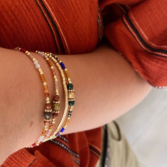 Bracelet en pierres fines et Argent doré- Fauve – Image 2